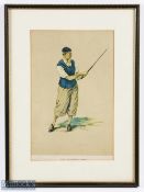 Charles Ambrose (1876-1946) - original colour golfing print titled "HRH The Prince of Wales"- from