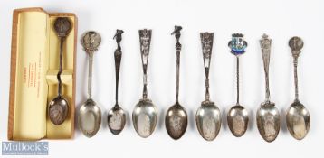 Silver Hallmarked Golf Spoons, a collection of 8 silver spoons with noted examples of 1931