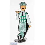 Golf Figure Dumb Waiter in wood appears to be missing tray/plate stands at 36" in good condition