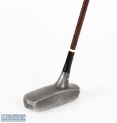 Interesting Centre Shaft rectangular alloy duplex putter - stamped CS 200 to the sole, circular lead