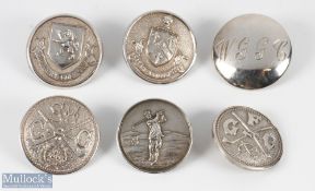 Selection of Silver Golf Jacket Buttons, with examples of 2x 1906 + 1926 Bramall Park Golf Club,