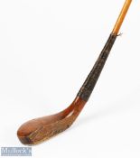 J C Smith light stained beech wood longnose driver c1890 - 45" limber shaft with the original tan