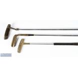 Selection of Steel Shafted Brass putters - scarce Tom Morris St Andrews Signature off set flanged