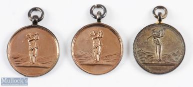 3x The Artisan Golfers Association silver medals 1939, 1940 and 1956 - embossed to reverse 'Annual