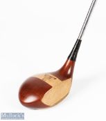 Fine A H Scott (Elie and Earlsferry) light stained persimmon large head driver - stamped with the