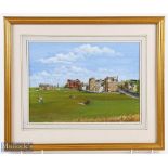 W K Waugh 1982 St Andrews 17th Green Old Course oil on board signed lower left W K Waugh and