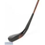 Early McEwan dark stained longnose play club c1875 - with half leather face insert and fitted with