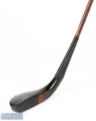 Early McEwan dark stained longnose play club c1875 - with half leather face insert and fitted with