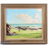 Gordon Clifford Barlow (b.1913 - d.2005) "Kent & Sussex Channel Coast Golfing" oil on canvas