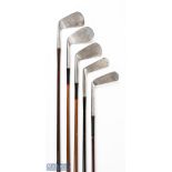 Collection of James Braid Early Coated Steel Shafted Irons and Putters (5) - 3x Jas Braid Walton