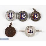 Collection of various Lady Golf Union silver and enamel inlaid pin badges medals (5) to incl 3