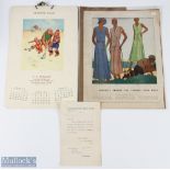 Golf Advertising Ephemera, with a 1953 calendar with illustrations by Lawson Wood chimps playing