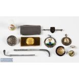 Golf Buttons and Collectables: to include hallmarked silver Hollingbury Park Brighton button, a