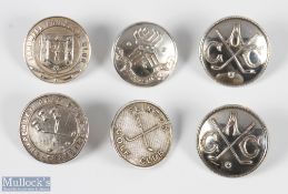Selection of Silver Golf Jacket Buttons, to include 2x 1907 AGC, 1923 Timperley Cheshire Golf