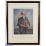 c1970 Tom Morris with Club & Pipe Framed 'The Old Golf Shop' Print ltd ed 84/500, framed and mounted