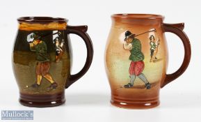 Royal Doulton King and Queens ware Tankards - both stamped with maker's mark to the base, queens