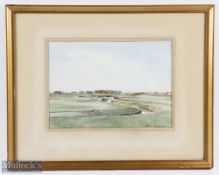 Helen Erskine original water colour of the Old Course St Andrews featuring the Railway Shed, Swilkin