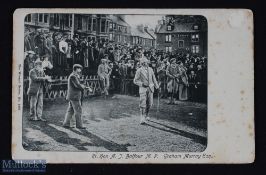 Early Tom Morris, Rt Hon A J Balfour MP and Graham Murray Esq, St Andrews Golfing Postcard -