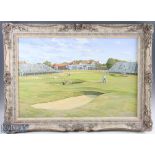 Craig Campbell (b.1960) - Muirfield 18th Green and Clubhouse - Open Golf Championship - large oil on