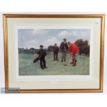 Golf Print William Pimm limited edition No140/500 titled putting, framed and mounted under glass