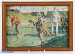 Period Golfing Scene Colour Print Jigsaw Puzzle - mf&g overall 7.25 x 10.5". Note: Golf Collection
