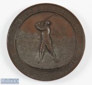 1912 Tooting Bec Golf Club Medal Competition bronze medallion by Waterlow & Sons Ltd London, obv;