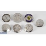 Selection of Silver Golf Jacket Buttons, to include 19 Heywood Golf Club with enamel, a 1920 Chester
