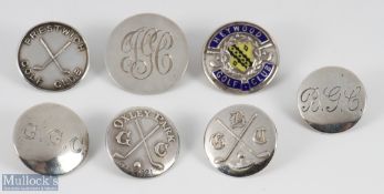 Selection of Silver Golf Jacket Buttons, to include 19 Heywood Golf Club with enamel, a 1920 Chester