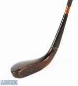 McEwan dark stained beech wood longnose putter c1885 c/w St Andrews bowed shaft and original full