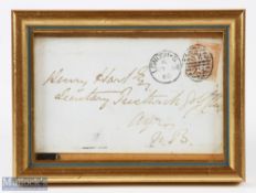 1868 Handwritten envelope to Henry Hart Esq Secretary Prestwick Golf Club - franked London 5 May '68