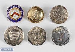 Selection of Silver Golf Jacket Buttons, to include 1938 enamel + silver Handsworth Golf Club,
