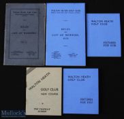Collection of Walton Heath Golf Club Rules, Fixtures, "The Fairway Scorer" small members Handbook/