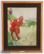 H H Harris - original golf artwork titled "Clono-Spasm" signed lower left corner c/w ivorine