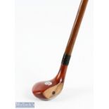 Light stained driver head Golf Sunday Stick with lead sole insert and rear weighting showing a
