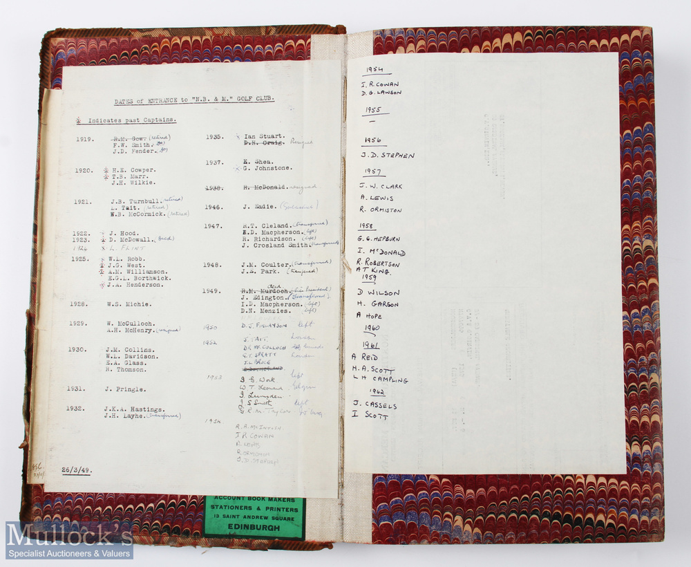 North British & Mercantile Golf Club Handicap Book from 1926-1963 - in the original half leather and - Image 2 of 4