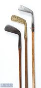 3x various James Braid irons and putter - J Braid Walton Heath GC Surrey, wide sole jigger; Jas