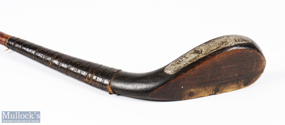 Early and interesting McEwan dark stained beech wood curved face longnose short spoon c1870 - head - Image 5 of 6