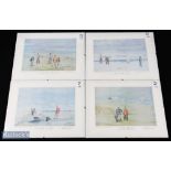 Major F P Hopkins (Shortspoon) - set of 4x limited edition colour prints of early golfing scenes -