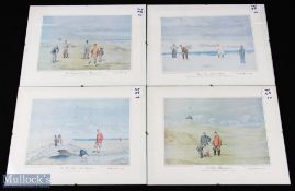 Major F P Hopkins (Shortspoon) - set of 4x limited edition colour prints of early golfing scenes -