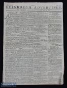 1800 The Edinburgh Advertiser Newspaper Golfing Announcement - dated Friday April 18 to Tuesday