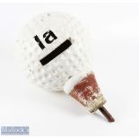 Unusual Large Dimple Golf Ball Letterbox, made of a cast resin with lockable flap to back, size of