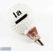 Unusual Large Dimple Golf Ball Letterbox, made of a cast resin with lockable flap to back, size of