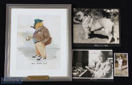 1947 Captain Siney Bell Self Portrait of Rex Tough Guy, a watercolour, with a small collection of