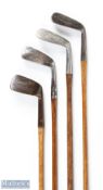 4x various James Braid Signature Smooth Face Golfing Irons - unusual very deep face square toe