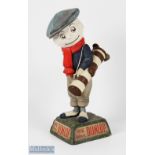 Early Dunlop Caddie Papier Mache Golfing figure - c/w all 6x golf clubs, embossed Dunlop 6 to the