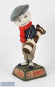 Early Dunlop Caddie Papier Mache Golfing figure - c/w all 6x golf clubs, embossed Dunlop 6 to the