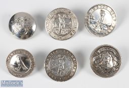 Selection of Silver Golf Jacket Buttons to include 1906 South Herts Golf Club, 1929 Dundonald Golf