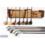 Set of coated steel shafted irons and woods (12) featuring stripe top examples with indistinct