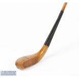 Fine R Simpson Carnoustie late long nose golden beech wood driver c1885 - fitted with full length