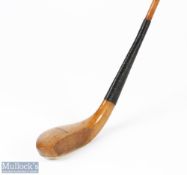 Fine R Simpson Carnoustie late long nose golden beech wood driver c1885 - fitted with full length